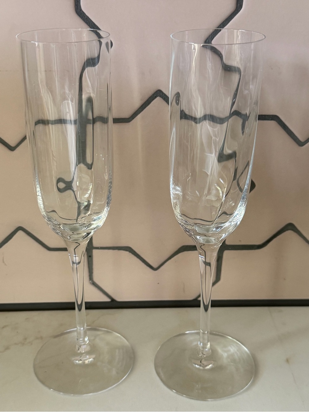 Tiffany & Co. Etched  Champagne Flutes Set of 2 Trump Plaza NYE 1994 388/650